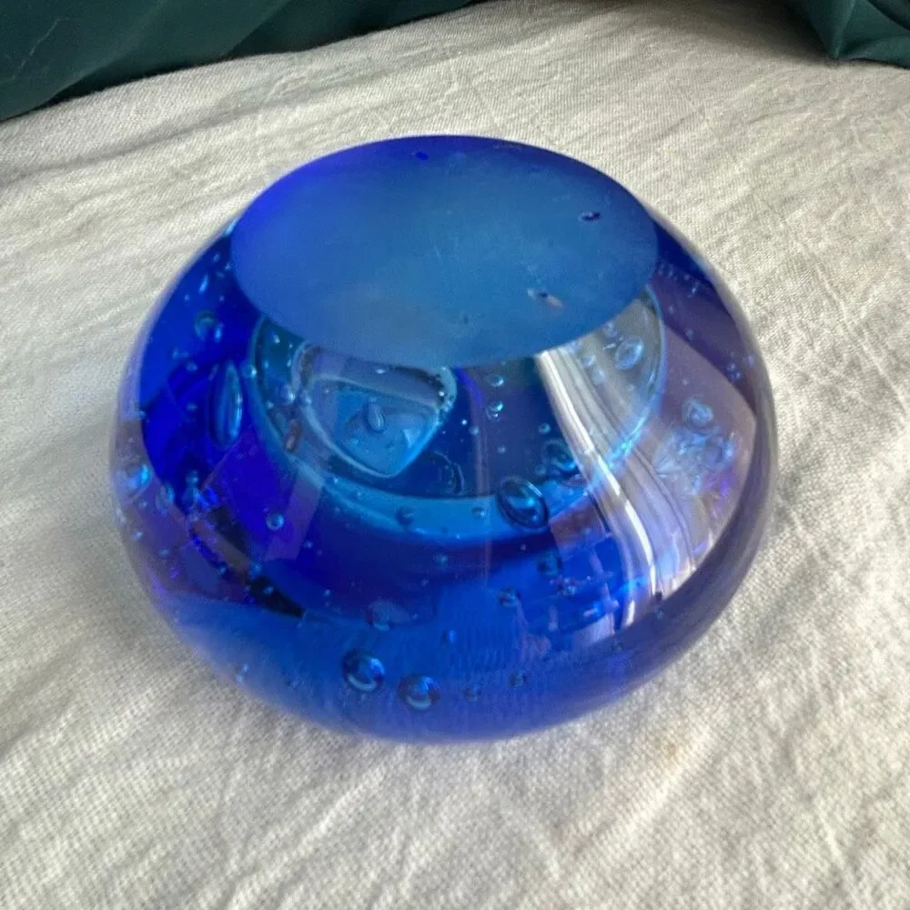 Blue Controlled Bubble IKEA Votive Candle Holder Paperweight
